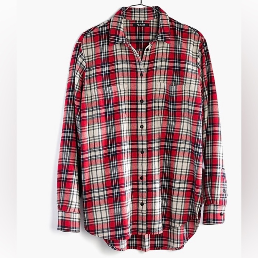 Madewell Plaid Oversized  Flannel Button Up Shirt Size Small